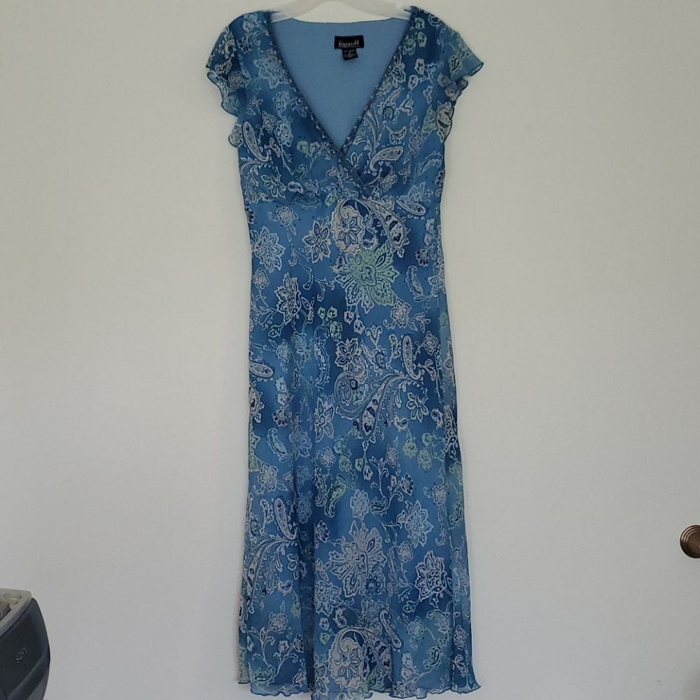 Blue Floral Midi Dress
